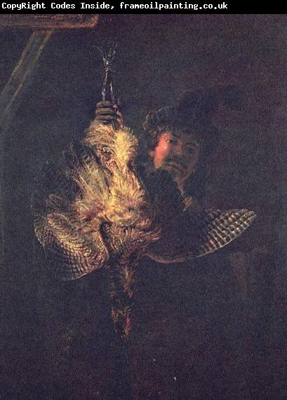 Rembrandt van rijn Selbstportrat mit toter Rohrdommel